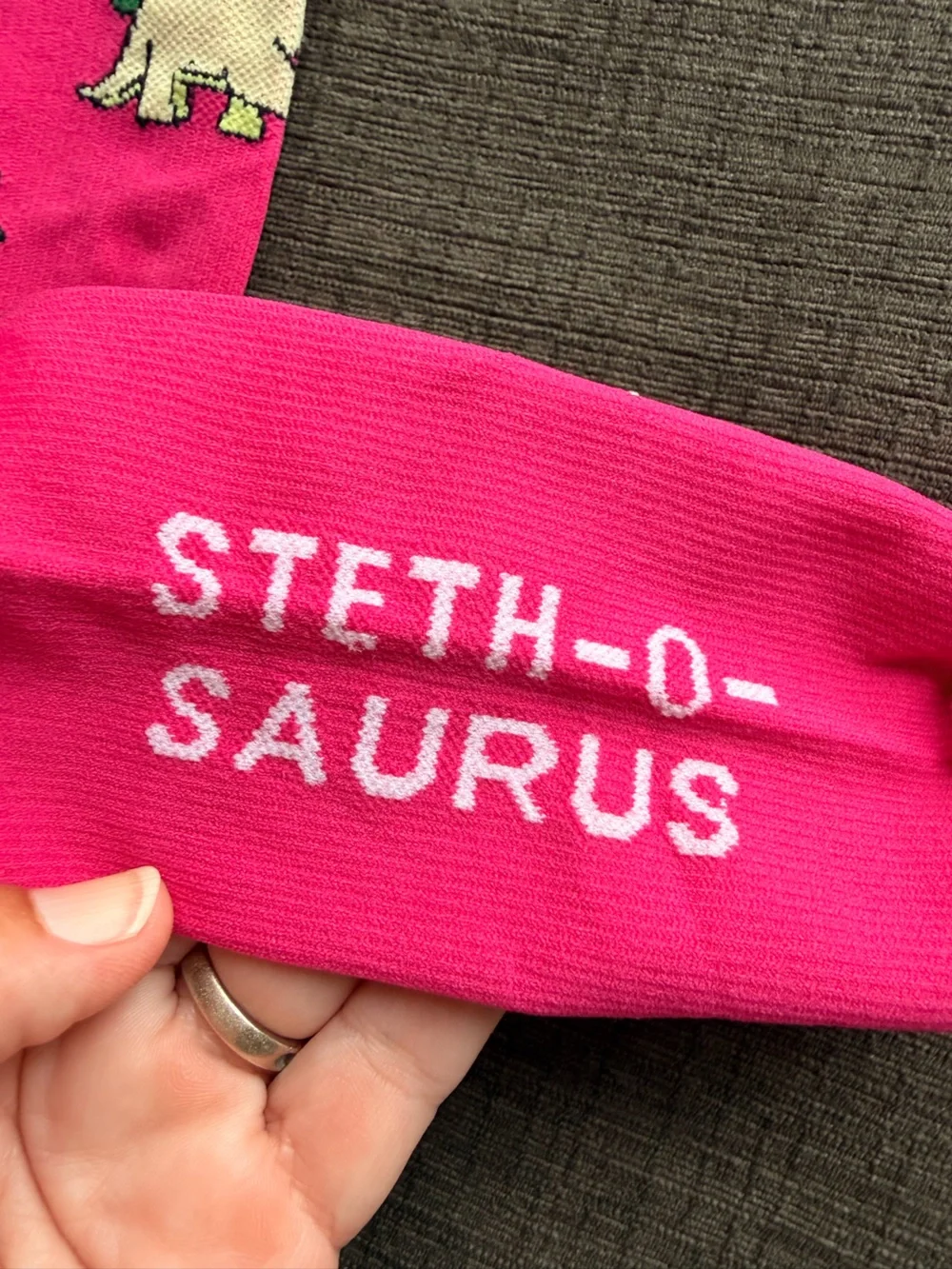 FIGS Steth-O-Saurus Pink Compression Socks Nurse Medical Size Small Dinosaur